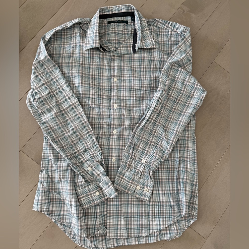 Perry Ellis Men's Plaid Shirt - Blue and Gray